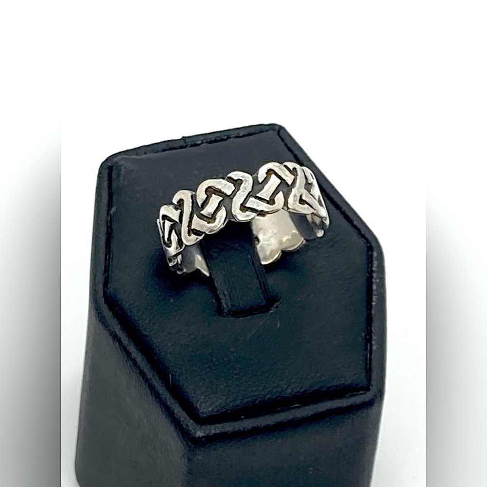 Vtg Sterling Silver 925 Irish Celtic Knot Wide Band Ring | Sz 8.25